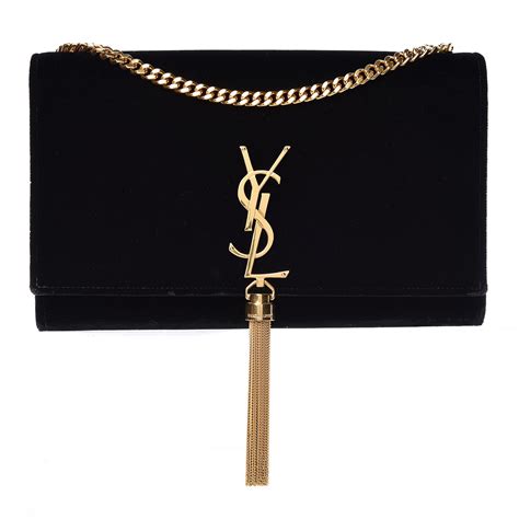 SAINT LAURENT Velvet Medium Monogram Kate Tassel